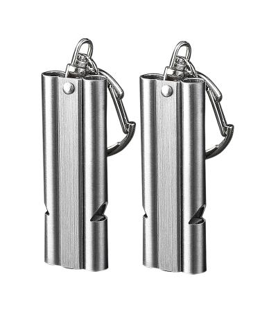 Wanyi emergency whistle signal pipe loud 2 pieces of trill whistles according to emergency 150db referee pipe coaching pipe sports pipe with keychain stainless steel 304