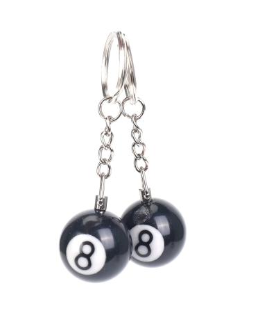 Aboiledy 2 pieces of billiard ball keychain key ring happiness keychain black 8 ball keychain billiard creative keychain keychain 25mm keychain made of plastic