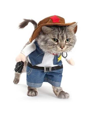 DELIFUR Christmas costumes The Cowboy for Party Christmas Special Events Costume West CowBoy Uniform with Hat Funny Pet Cowboy Outfit Clothing for Dog Cat (M) Medium Small Pet