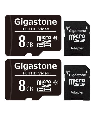 Gigastone 8GB 2-Pack Micro SD Card, Full HD Video, Surveillance Security Cam Action Camera Drone, 85MB/s Micro SDHC Class 10 8GB FHD 2-Pack