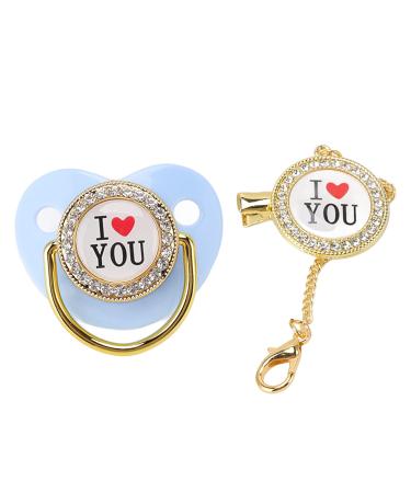 Non-Toxic Blue Baby Pacifier Set with Chain Clip | Perfect for Photo Shoots | International Shipping - Buy Online on SooperMarket.com