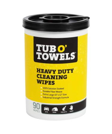 Tub O Towels TW90 Heavy-Duty 10" x 12" Size Multi-Surface Cleaning Wipes, 90 Count Per Canister 1-Pack of TW90 (10" x 12" wipes)