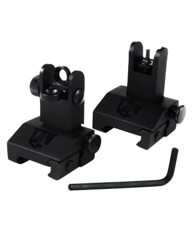 OZARK ARMAMENT Flip Up Backup Iron Sights - Rapid Transition Battle Sights - Front and Rear Flip Up Sights Set - Picatinny and Weaver Rails