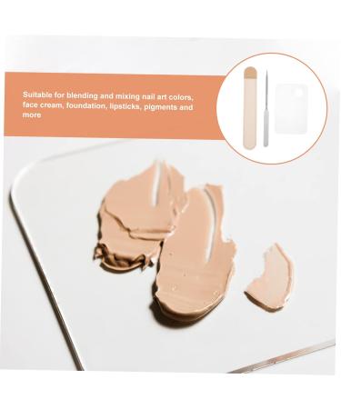 Buy 1 Set Cosmetic Mixing Palette & Tools - Foundation Mixing Tray & Spatula (17.5x15cm) - International Shipping Available - Buy Online on SooperMarket.com