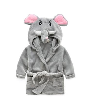 Feiliandajj unisex baby toddler fleece bathrobe cute animal ears terry bathrobe soft morning gids with bags and hooded baby bath coat for boys and girls 1-6 years 18-24 months dark gray
