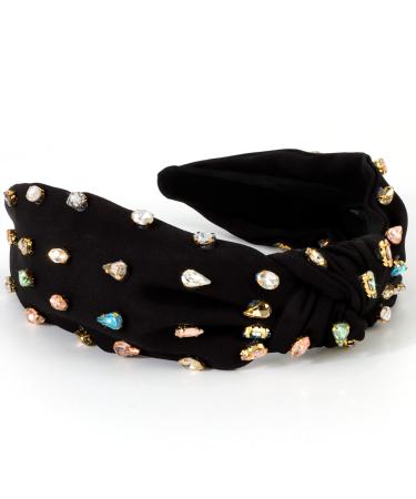 YISSION 1PC Crystal Knotted Headband for Women Non Slip Rhinestone Headband Black Head Band Fashion Wide Headbands Hair Accessories for Women Girls
