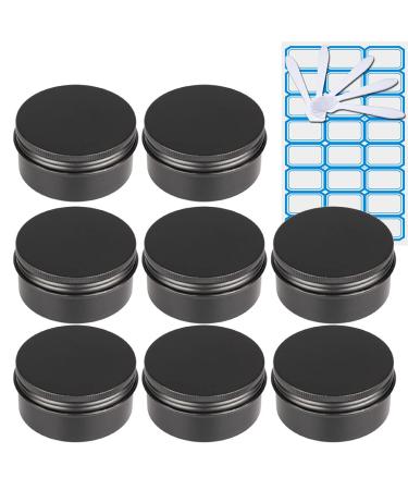 Zeoabsy 10 pieces 80ml Matt black aluminum empty jar round aluminum doses with screw lid cream box screw socket aludose tins for cosmetics candle ointments 5x spatula 1x etiquette matt black 80ml