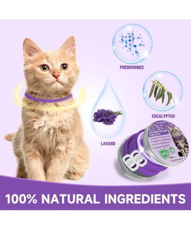Calming Collar for Cats - Anxiety Relief and Natural Calm Treatment - Adjustable, Waterproof, Pheromone-Infused - 2 Pcs Purple - 60 Day Supply - for Kittens and Medium to Large Cats - Buy Online on SooperMarket.com