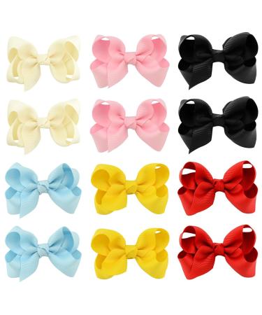 EBHO 12 pieces 8 cm hair clips baby hair bows girls bows for girls crocodile clips crocodile clips hair hair bow