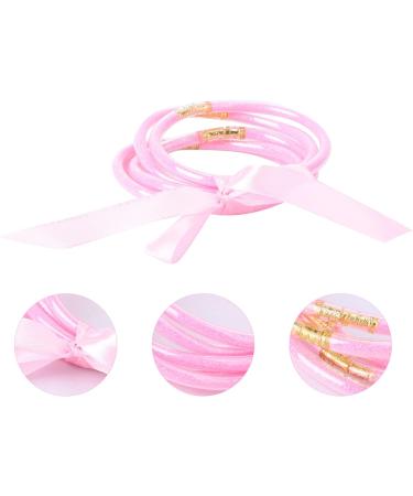 STOBOK 1pc Ribbon Glitter Bracelet Bangles Glitter Jelly Bangle Silicone Glitter Filled Jelly Bracelet Bowknot Jelly Bangle Bracelets Purple Women's Plastic Accessories Bagging Machine Pink 7.5x7.5cm - Buy Online on SooperMarket.com