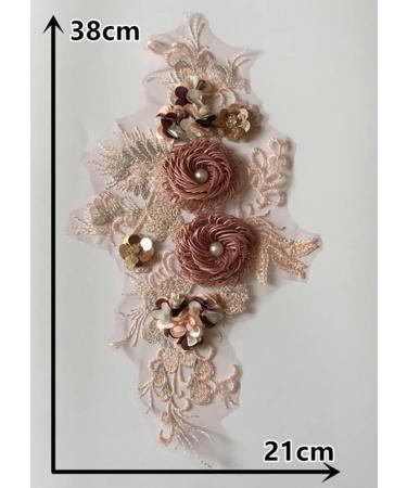 RUINUO 3D Lace Beads Flower Applique Patch - Handmade Floral Embroidered Sew On Patch for Wedding Dress - Colorful Rose Design - 1pcs - Buy Online on SooperMarket.com