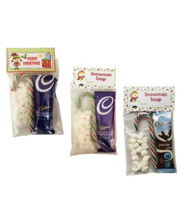 Snowman Soup - Bundle of 3 - Christmas Hot Chocolate Marshmallows & Candy Cane Xmas Eve Box Hot Choc Gift
