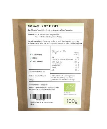 Mandoi Organic Matcha Powder 50g - Premium Green Tea Powder for Smoothies Shakes & Baking - Buy Online on SooperMarket.com