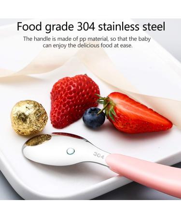 4PC Baby Cutlery Set - Stainless Steel Curved Spoons & Forks for Toddlers - Self-Feeding Baby Utensils in Blue & Pink - Buy Online on SooperMarket.com
