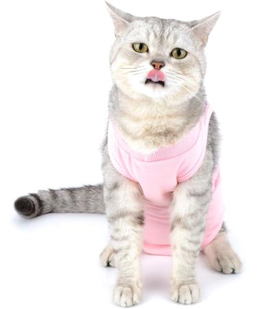 Ranphy Cat Recovery Suit for Abdominal Wounds or Skin Diseases Soft Cotton Surgical Recovery Shirt Breathable E-Collar Alternative After Surgery Home Indoor Anti Licking Clothes Pink M M(Chest:34cm Back:25cm Neck:24cm) pink - Buy Online on SooperMarket.com