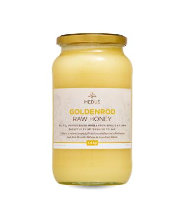 Earthbreath Goldenrod Raw Honey - 1.4kg - Pure Honey Unpasteurized Unfiltered Unprocessed - From Single Apiary - Natural Sweetener for Food Cooking Coffee Tea Drinks 1.40 kg (Pack of 1)