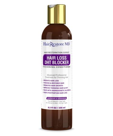 HAIR LOSS DHT BLOCKER Thickening CONDITIONER "Lavender & Geranium" Biotin Hair Growth, Caffeine, Hair Loss Thinning and Fine Hair, Regrowth Thickening Products
