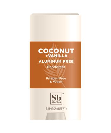 Soapbox Aluminum Free Deodorant Coconut & Vanilla Scented Deodorant Vegan Deodorant Stick Scented Deodorants Aluminum-Free Natural Deodorant 2.65oz