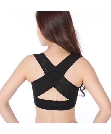 Sgnsvj Ladies Women Adjustable Shoulder Back Posture Corrector Chest Brace Support Belt-Black-L Large