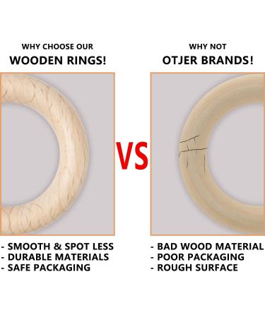 Ruby 8-Piece Natural Wooden Bite Rings | Eco-Friendly Baby Teething Toys & Handicraft Tools ( 70mm) - Buy Online on SooperMarket.com