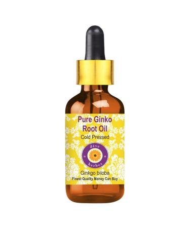 Deve Herbes Pure Ginko Root Oil (Ginkgo biloba) with Glass Dropper Cold Pressed 50ml (1.69 oz)