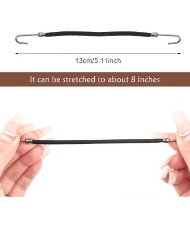 24 Pieces Stretch rope hair hooks pill hair hooks double hook hair rope hair coiffure hooks Ponytail Hooks Elastic Bands Hair Styling Hair Bungee Cords With Hooks Elastic Black + Coffee + Apricot - Buy Online on SooperMarket.com