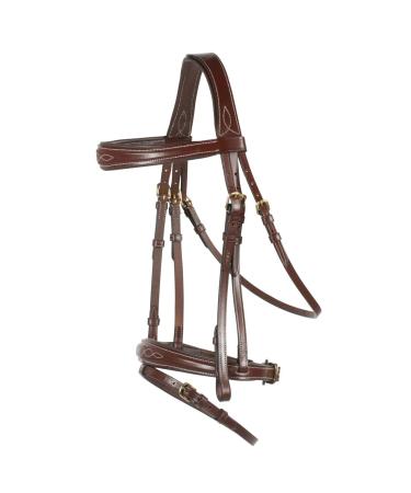 HORZE Horse Bridle Sion English Noseband Bridle and Reins Brown XF (XF) Extra Warmblood Brown