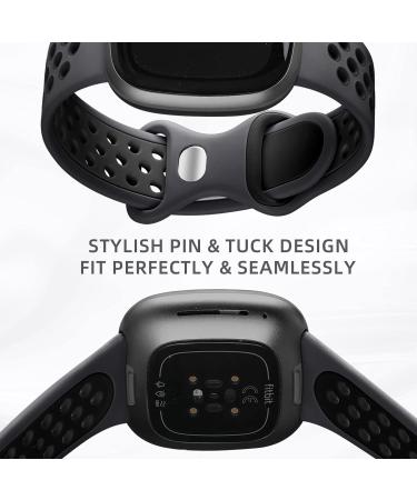 Maledan 4 Pack Sport Band for Fitbit Versa 3/Sense, Soft Replacement Wristband Set for Men and Women - Black Navy/Coal Black/Black Gray/Black Pine - Size L 7.1 - 8 - Buy Online on SooperMarket.com