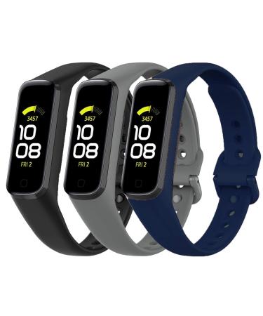 Tkasing Compatible with Samsung Galaxy Fit 2 Bands,Soft Silicone Replacement Watch Bands for Samsung galaxy fit2 R220 for Women Men solid color-3pcsB