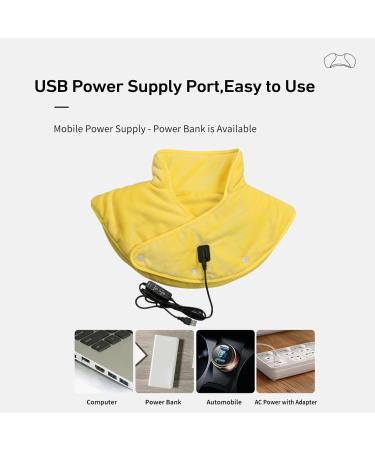 Aznever Heating Pillows for Shoulders - Fast Heating Warm Scarf | 3 Levels | Safe Heated Shoulder Warmer for Men & Women - Yellow - Buy Online on SooperMarket.com