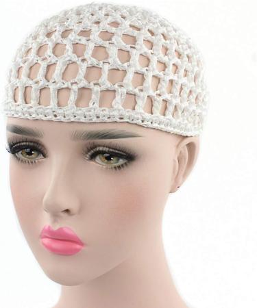 Handmade Women's Mesh Crochet Hair Net in Black - Sleep Cap Head Scarf Bonnet Snood Cover - Buy Online on SooperMarket.com