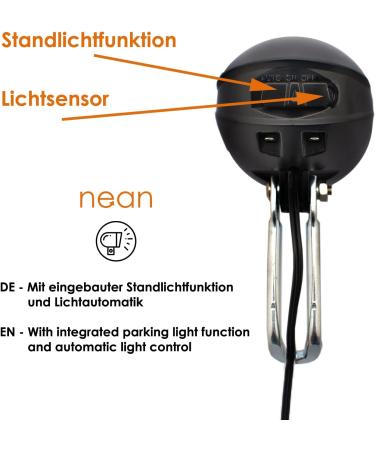 NEAN LED Dynamo Bicycle Light 30 Lux | Automatic & Parking Light | StVZO Approved Front Lamp - Black - Buy Online on SooperMarket.com