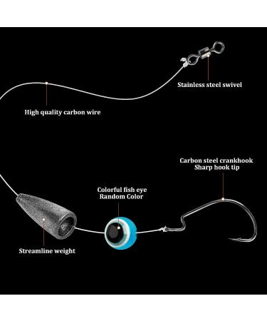 THKFISH Pre-Rigged Texas Bass Fishing Leaders with Weights, Hooks, and Line Kit (5PCS Sinker, 1/4 oz, 1/0# Hooks) - Buy Online on SooperMarket.com
