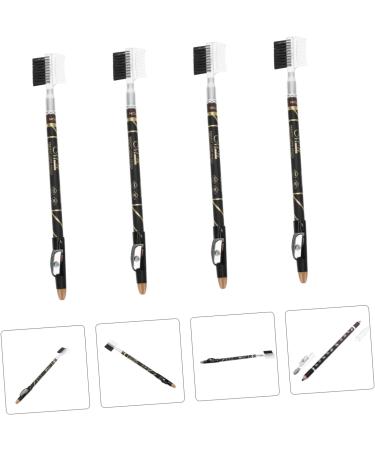 BELLIFFY 4pcs Two-in-one Eyebrow Pencil Eyebrow Makeup Pencils Black Eyebrow Pencil Brow Pencils Brown Wooden - Buy Online on SooperMarket.com