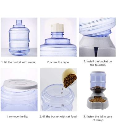 Zcaukya Automatic Cat Feeder & Water Dispenser Set - 1 Gal x 2 Gravity Dog Water Fountain & Pet Food Feeder (Grey) - Buy Online on SooperMarket.com