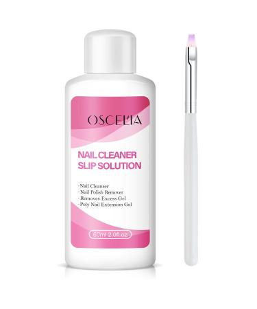 Slip Solution 60ml Poly Nail Gel Slip Solution Kit Anti-Stick Clear Slip Solution For Poly Extension Gel Nail Builder Gel Tool With Nail Art Brush For Removing Sticky Layer (60ml)