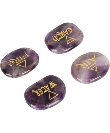 Earth Air Fire Water Stones Triangular Crystals Symbols Flake Reiki Oval Stamps (Purple) - Buy Online on SooperMarket.com