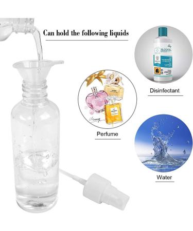 HTHL 4 PCS Set 100ML Spray Bottles Plastic Transparent Mist Spray Bottles with 2 Funnels and 1 Sheet Label Empty Travel Atomiser Refillable Liquid Containers for Perfume Cosmetic and Liquids Clear - Buy Online on SooperMarket.com