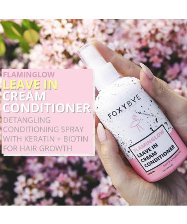 FoxyBae Flaminglow Leave-In Conditioner Cream - 8 oz | Keratin + Biotin, Detangling Spray for Curly & Color Treated Hair - Buy Online on SooperMarket.com