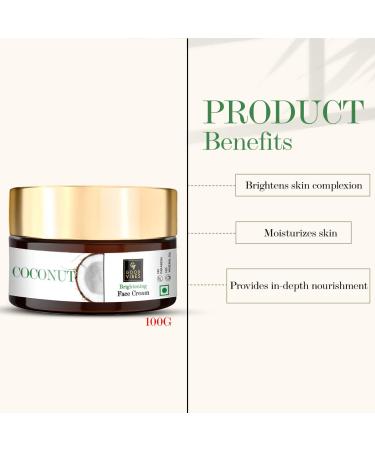 Good Vibes Coconut Brightening Face Cream - Hydrating Lightweight Moisturizer for All Skin Types | Paraben & Sulfate Free (100g - Buy Online on SooperMarket.com