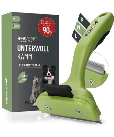 Reavet Unterwollkamm for dogs & cats short hair i medium breeds (size m) i removed underwool the top hair i maintains with a self-cleaning button I cat comb.