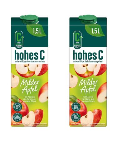 High C mild apple (1 x 1.5l) 100% juice apple juice vitamin C without added sugar according to the law less acidity vegan (pack with 2) apple 1.5 l (2 -pack)