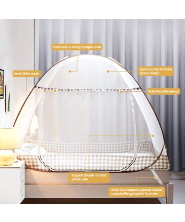 Tinyuet Mosquito Net for Bed  39.3x78.7in Pop-up Mosquito Net Tent for Indoor and Outdoor Use  Portable Double Door Travel Mosquito Net with Net Bottom  Insect Screen-Brown Edge Brown 39.3x78.7 Inch (Pack of 1) - Buy Online on SooperMarket.com