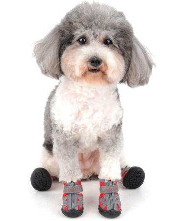 Zweitea Breathable Dog Shoes for Small Dogs - Slip-Resistant Reflective Boots with Robust Sole for Chihuahua - Red 5# (1.89x2.09) - Buy Online on SooperMarket.com