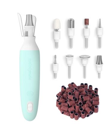 Melodysusie Professional Manicure Pedicure Kit, Electronic Nail File 8 in 1 Kit Portable Nail Drill for Dead Skin Thick Callus, Hand Foot Nail Care Tool, 8pcs Nail Drill Bits 50pcs Sanding Bands, Blue