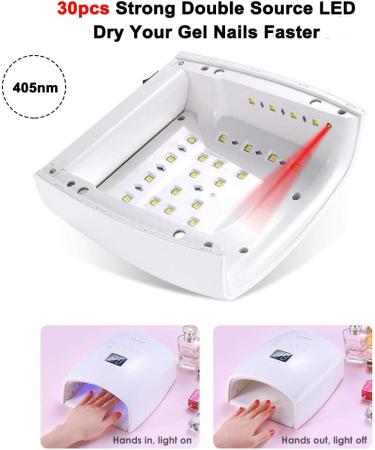 Rechargeable Cordless 66w UV Led Nail Lamp for Gel Polish - 5 Timer Settings, LCD Display - White - Buy Online on SooperMarket.com