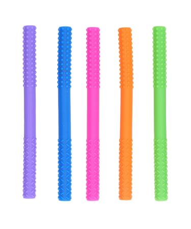 Soft Hollow Silicone Baby Teething Sticks 5Pcs for ADHD - Style 1 - Buy Online on SooperMarket.com