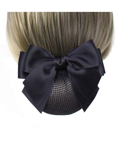 Women's Black Hair Clip Ribbon Barrette with Net Chignon - Professional Hair Bun Cover and Bow-knot Decor - Buy Online on SooperMarket.com