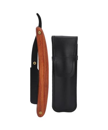 Straight Edge Razor Men Barber Stainless Steel Folding Manual Shaver with PU Leather Sheath for Home