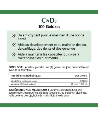 Nature's Bounty Vitamin C and D3 Pills Supplement An Antioxidant for the Maintenance of Good Health 100 Softgels - Buy Online on SooperMarket.com